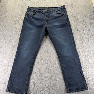 Urban Star Jeans Mens 38x30 Blue Cotton Denim Straight Workwear Faded Stretch